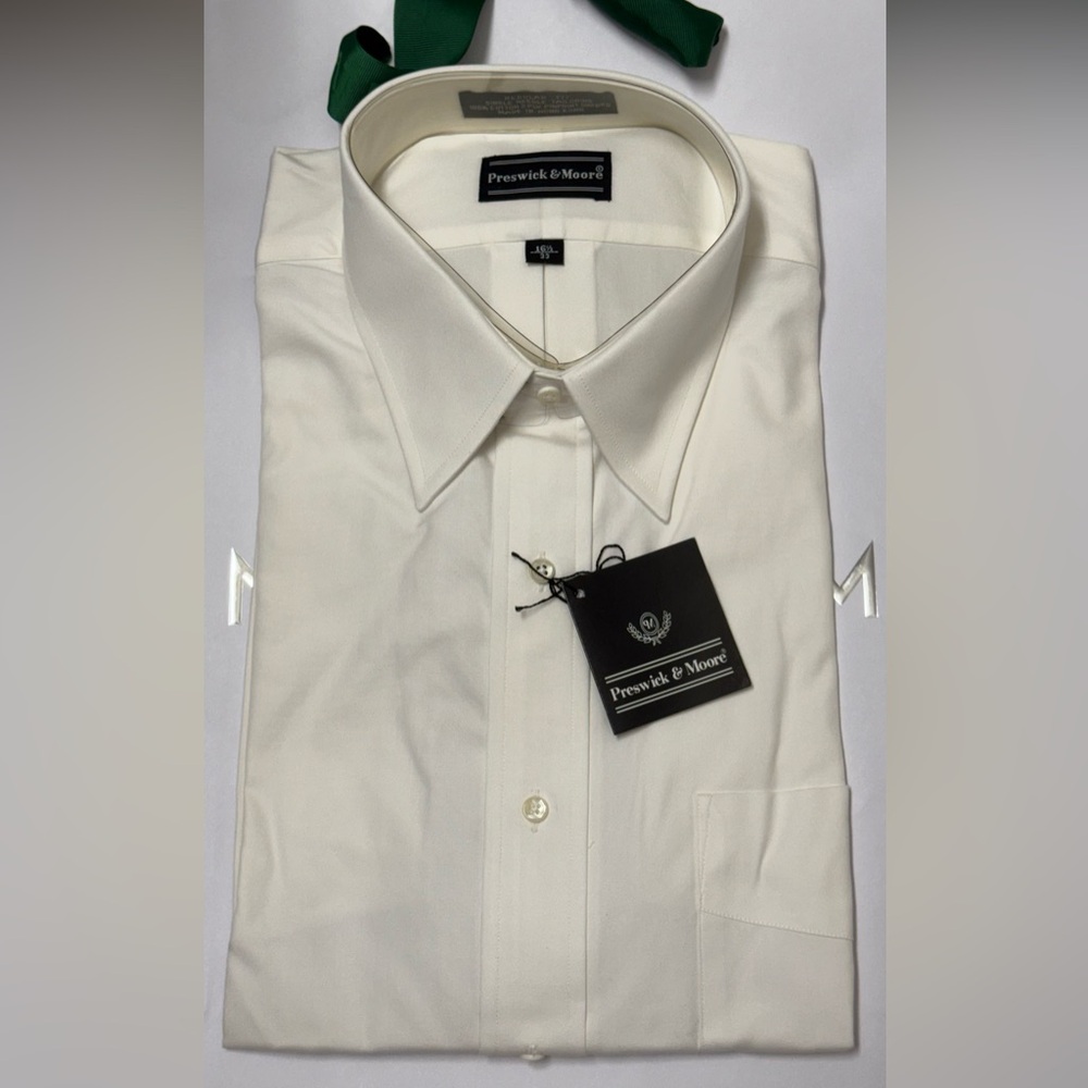 Preswick & Moore Men's Cream Dress Shirt with Point Collar